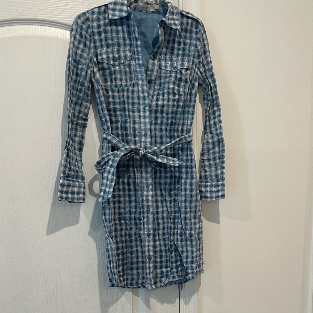 Tory Burch Blue Plaid Long Sleeve Dress
